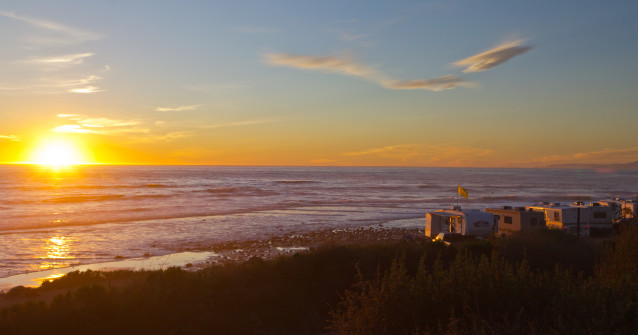 sunset next to the beach